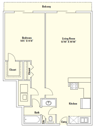 A1 863 Sq.Ft. Floor Plan at Memorial Towers Apartments, The Barvin Group, Houston, Texas