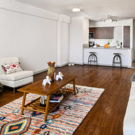 Open Living Room and Kitchen, Memorial Towers Apartments, The Barvin Group, Houston, TX, 77007