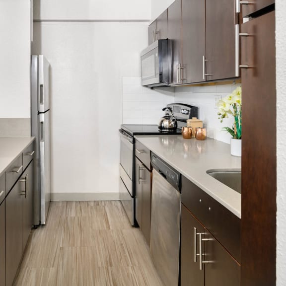 Fully Equipped Kitchen at Memorial Towers Apartments, The Barvin Group, Houston, Texas